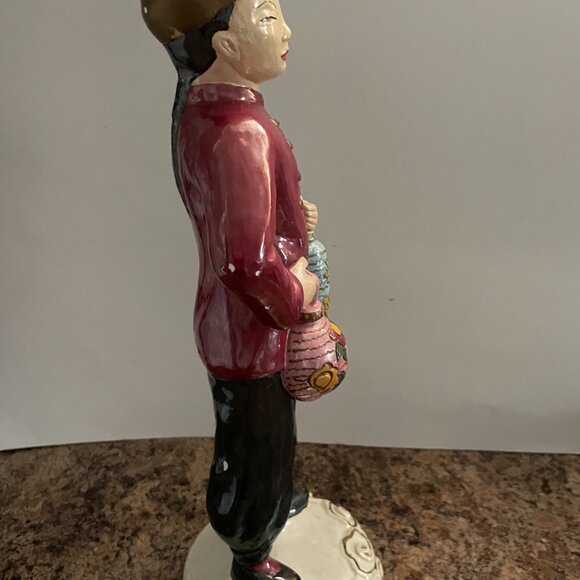 large vintage antique Asian Chinese ceramic figurine man 15.25" tall - Picture 7 of 9